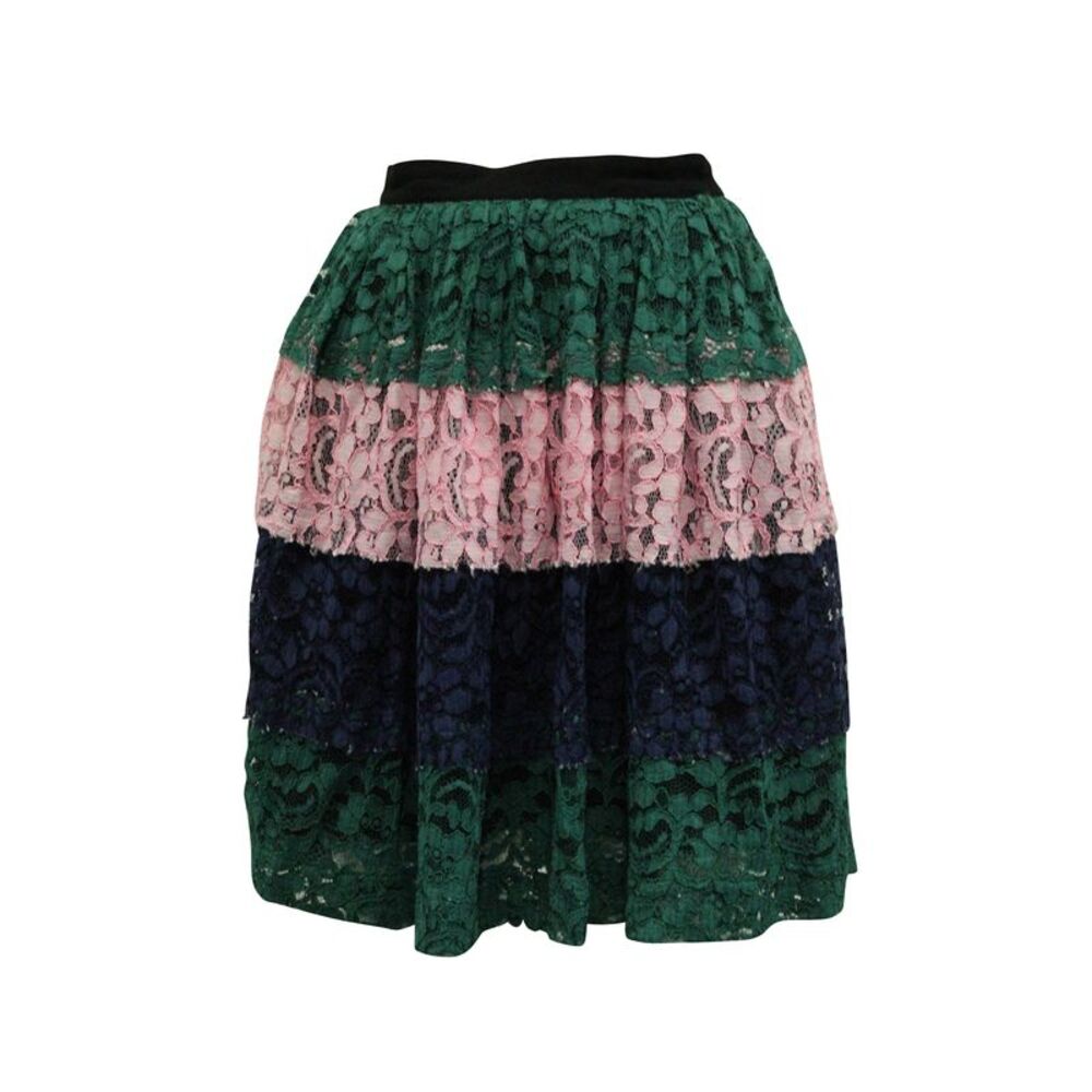 MSGM Striped Lace Skirt in Multicolor Polyamide